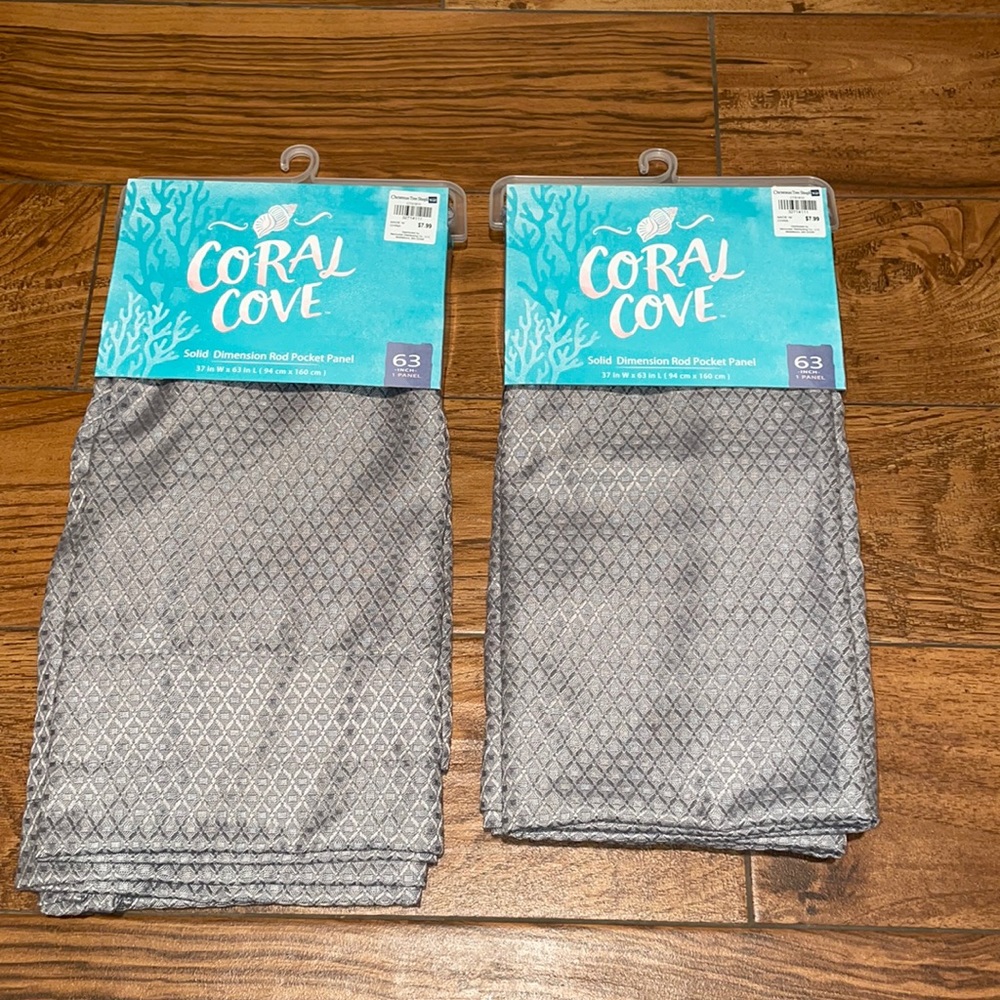 Coral Cove | Solid Dimension Rod Pocket Panels | Gray | 63in Panel